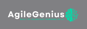 Agile Genius Logo with a brain icon and words